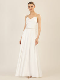 APART langes Satinkleid aus mattschimmerndem Satin | creme