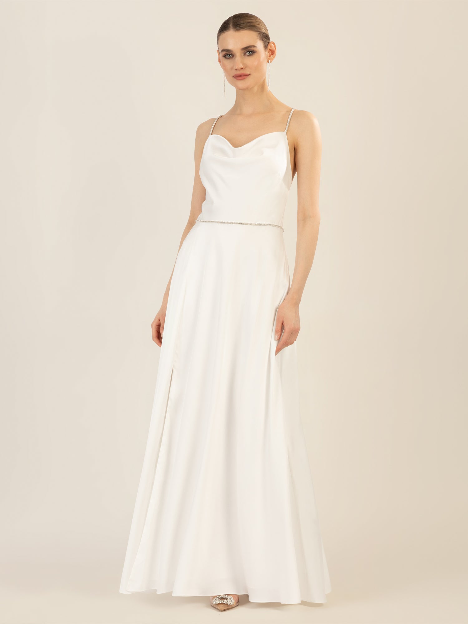 APART langes Satinkleid aus mattschimmerndem Satin | creme