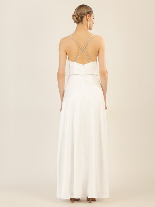 APART langes Satinkleid aus mattschimmerndem Satin | creme image 1