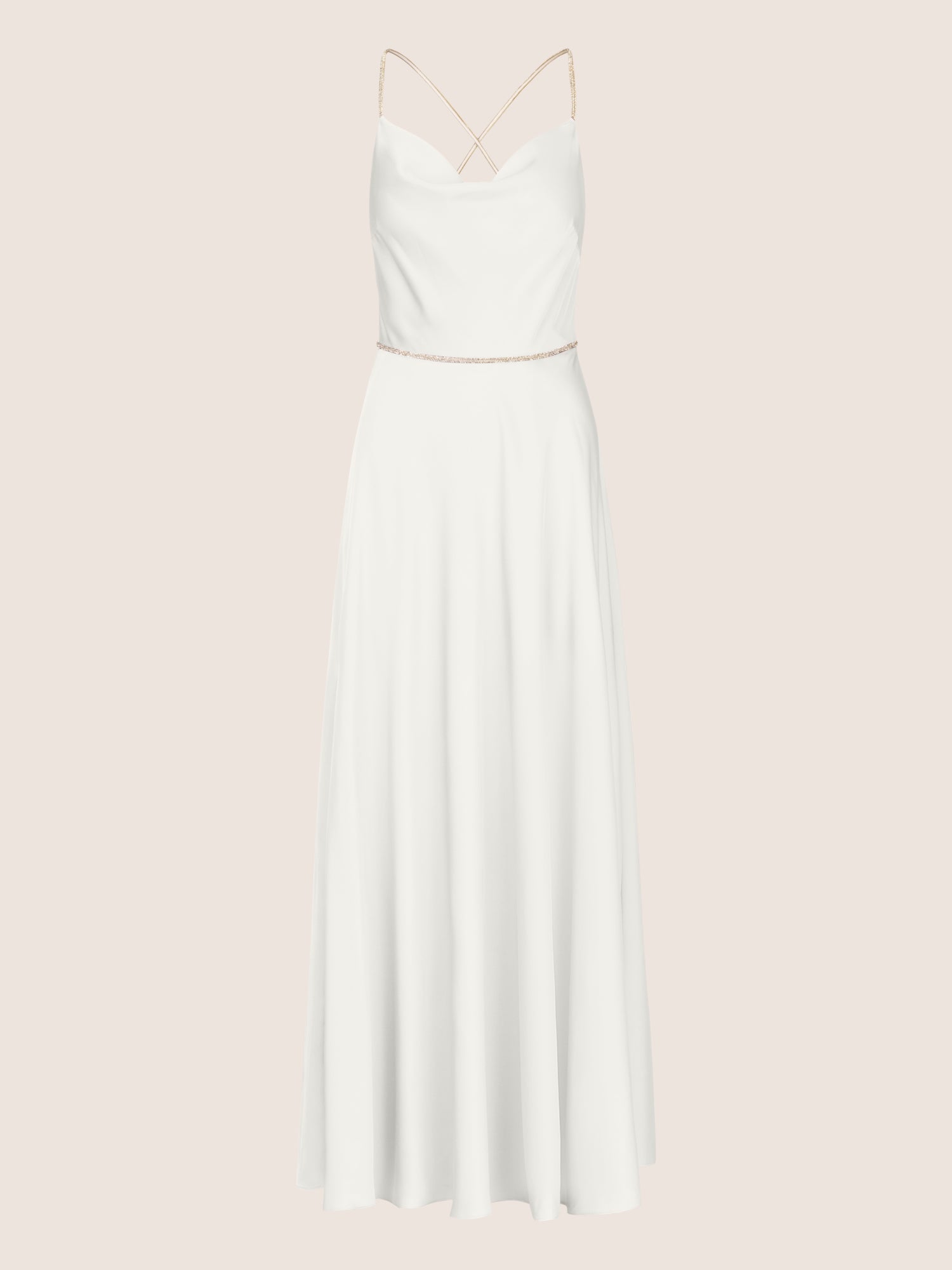 APART langes Satinkleid aus mattschimmerndem Satin | creme