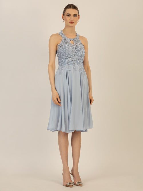 APART Cocktailkleid aus einer plastischen Spitze und Chiffon | hellblau image 1