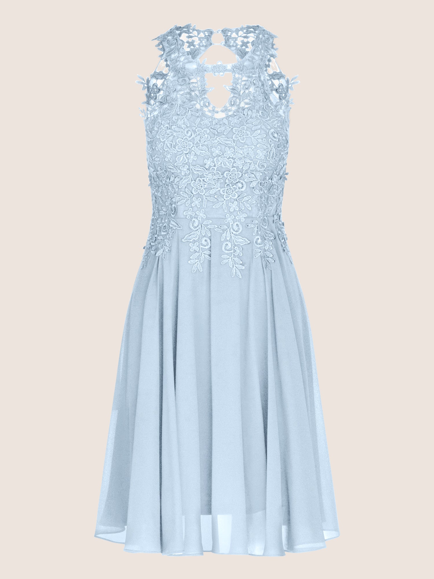 APART Cocktailkleid aus einer plastischen Spitze und Chiffon | hellblau