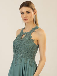 APART Cocktailkleid aus einer plastischen Spitze und Chiffon | jade