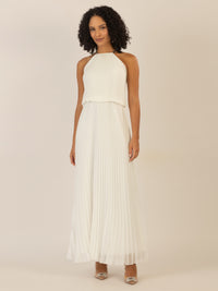 APART Plisseekleid im Neckholder-Stil | creme