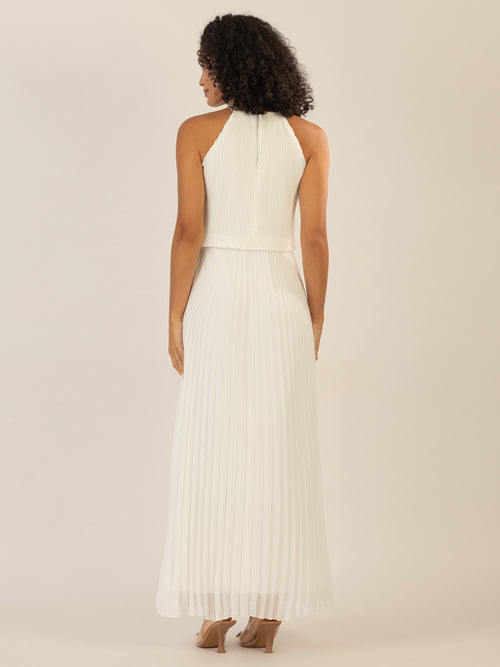 APART Plisseekleid im Neckholder-Stil | creme image 1