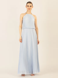 APART Plisseekleid im Neckholder-Stil | hellblau