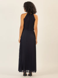 APART Plisseekleid im Neckholder-Stil | nachtblau