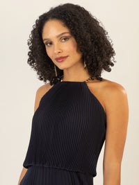 APART Plisseekleid im Neckholder-Stil | nachtblau