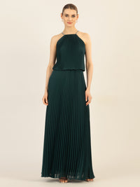 APART Plisseekleid im Neckholder-Stil | emerald