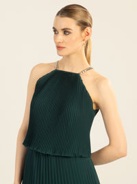 APART Plisseekleid im Neckholder-Stil | emerald