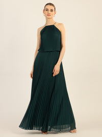 APART Plisseekleid im Neckholder-Stil | emerald