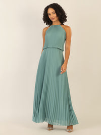 APART Plisseekleid im Neckholder-Stil | jade