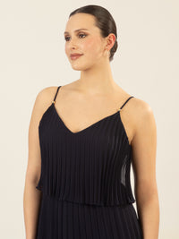 APART kurzes Plisseekleid in 2in1 Optik | nachtblau