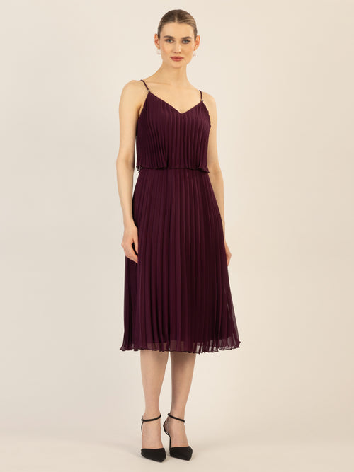 APART kurzes Plisseekleid in 2in1 Optik | pflaume image 1