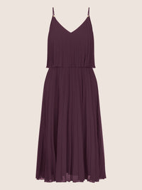 APART kurzes Plisseekleid in 2in1 Optik | pflaume
