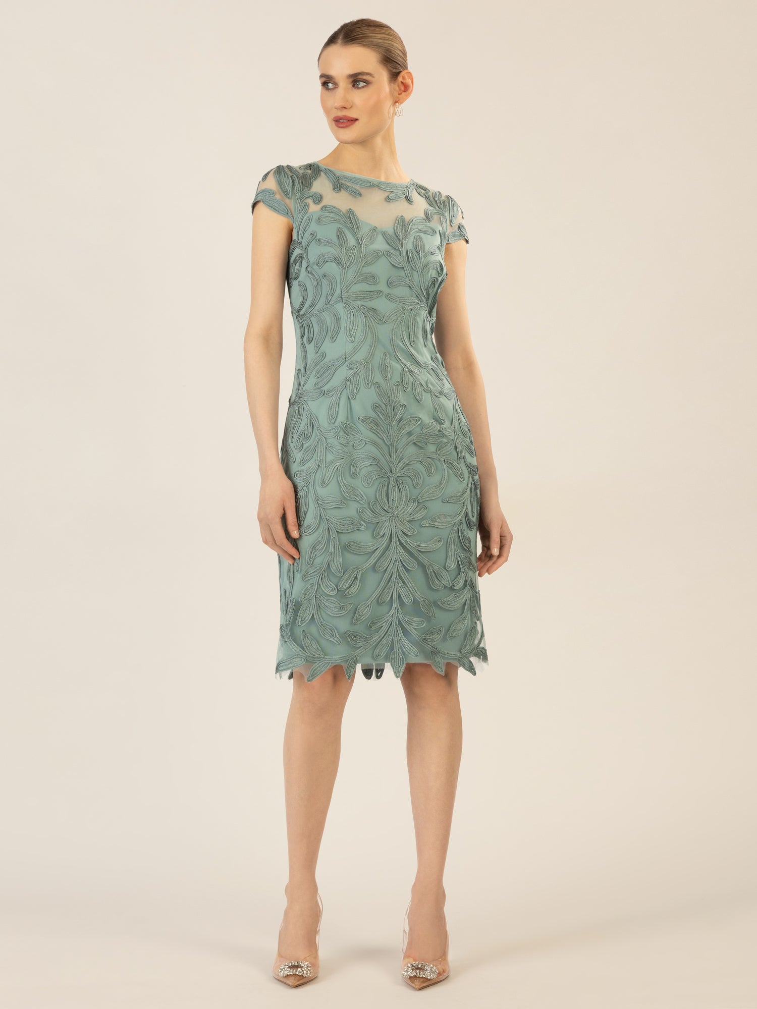 APART Cocktailkleid, aufwendig bestricktes Meshkleid | jade