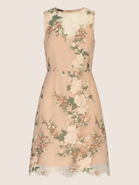 APART besticktes Meshkleid mit plastischem Blumenmuster | nude-multicolor