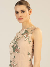 APART besticktes Meshkleid mit plastischem Blumenmuster | nude-multicolor