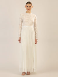 APART Abendkleid mit breiter Spitze verziert | creme-nude