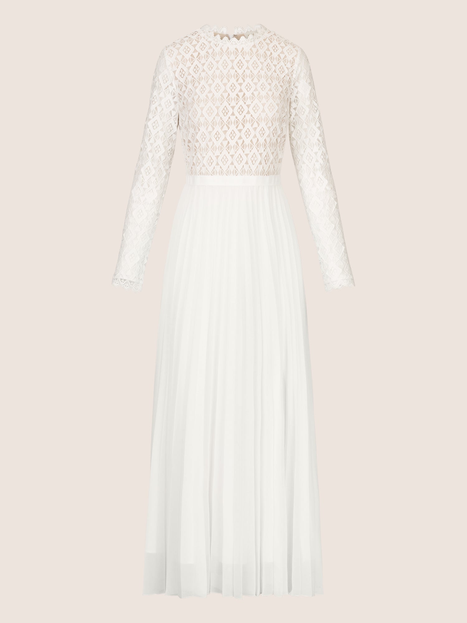 APART Abendkleid mit breiter Spitze verziert | creme-nude