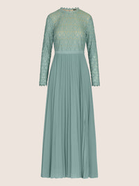 APART Abendkleid mit breiter Spitze verziert | jade-nude