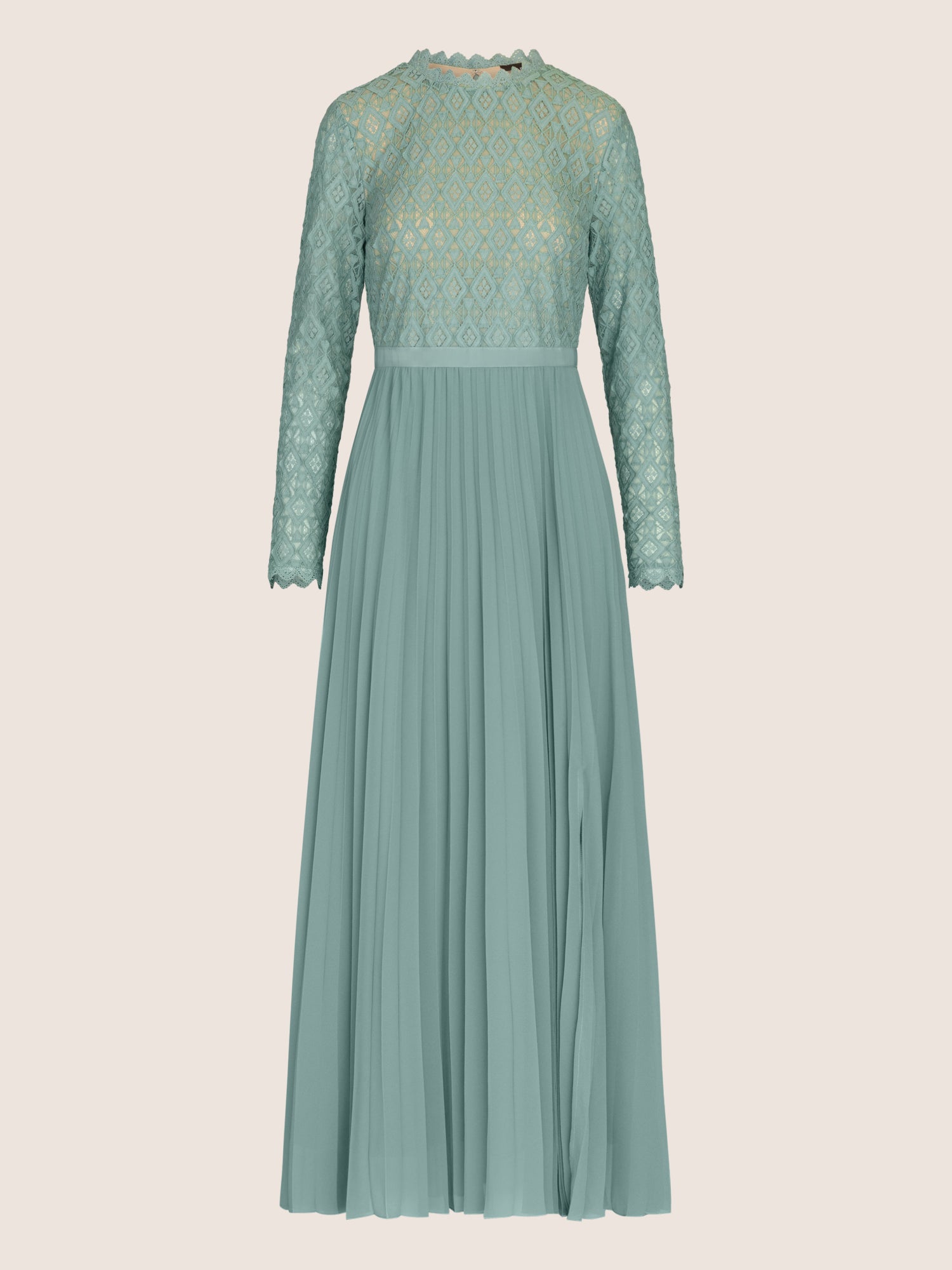 APART Abendkleid mit breiter Spitze verziert | jade-nude