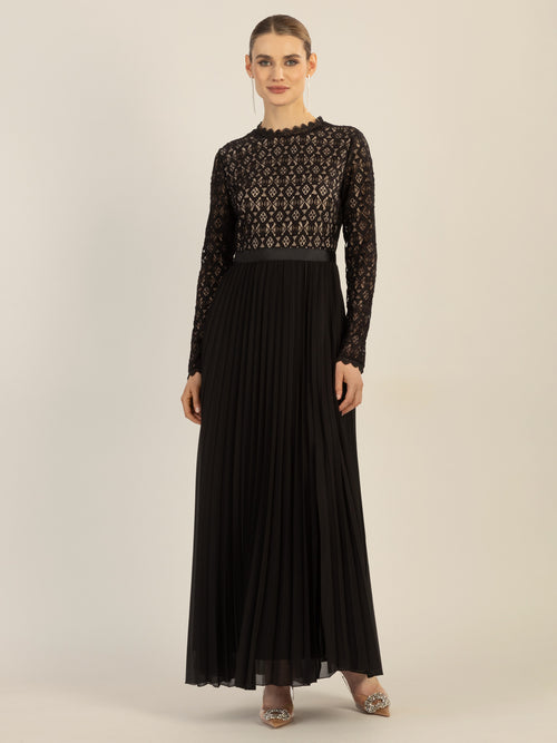 APART Abendkleid mit breiter Spitze verziert | schwarz-nude image 1