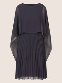 APART Cocktailkleid mit Chiffoncape und Plisseerock | nachtblau