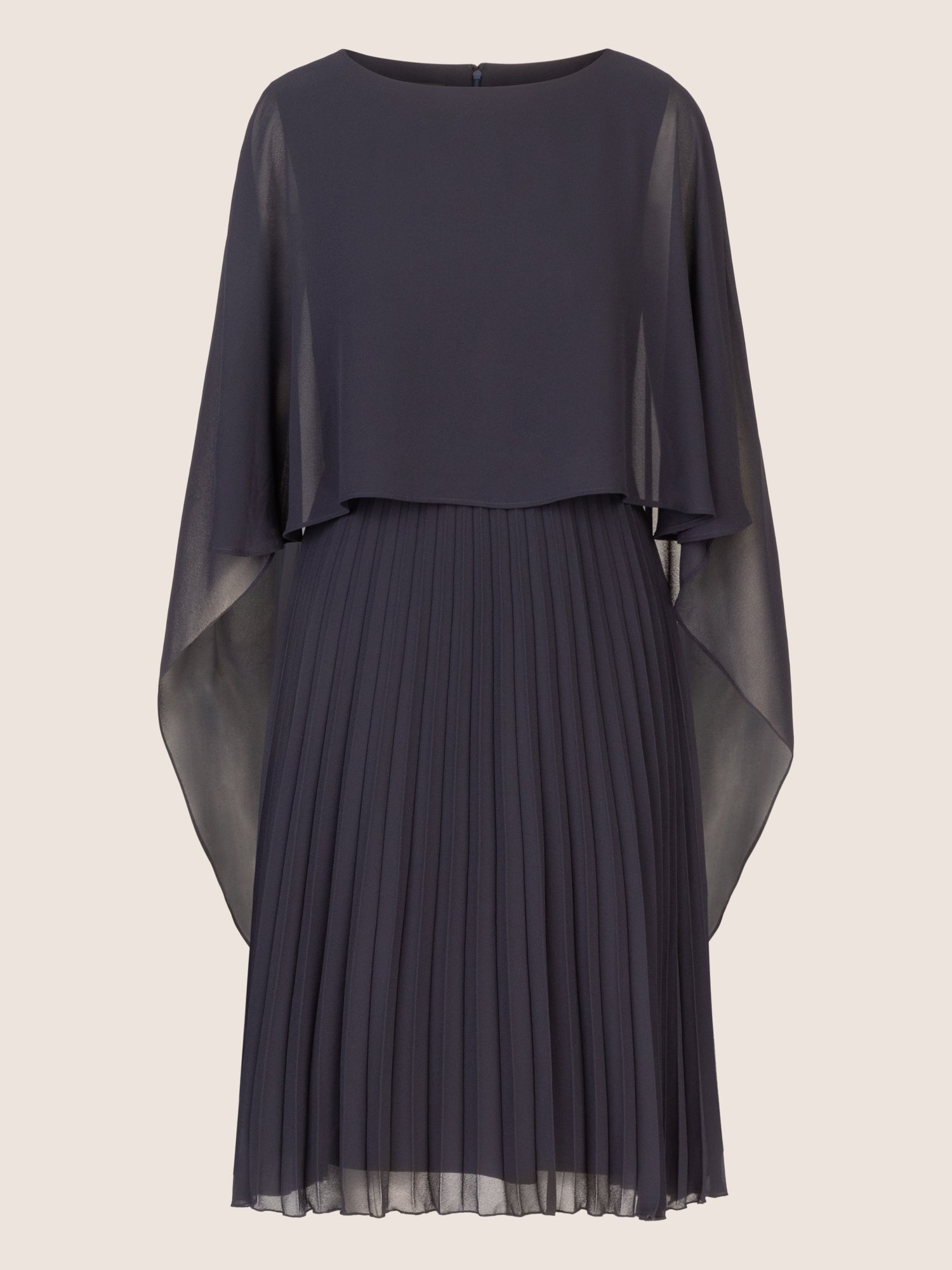 APART Cocktailkleid mit Chiffoncape und Plisseerock | nachtblau