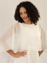 APART Cocktailkleid mit Chiffoncape und Plisseerock | creme