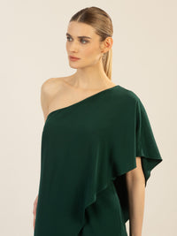APART One-Shoulder Overall aus einer leicht körnigen Ware | emerald
