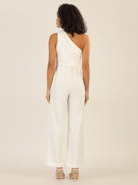 APART One-Shoulder Overall aus einer leicht strukturierten Ware | creme