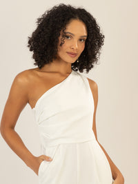 APART One-Shoulder Overall aus einer leicht strukturierten Ware | creme