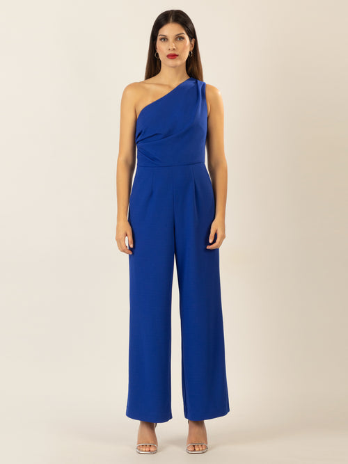 APART One-Shoulder Overall aus einer leicht strukturierten Ware | royalblau image 1