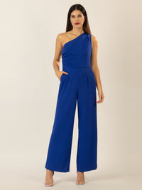 APART One-Shoulder Overall aus einer leicht strukturierten Ware | royalblau