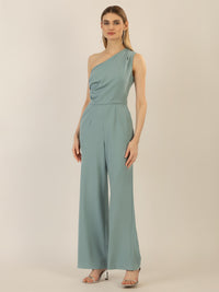 APART One-Shoulder Overall aus einer leicht strukturierten Ware | jade