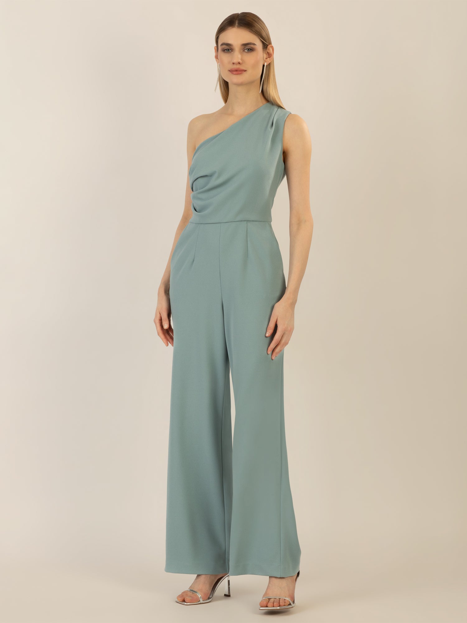 APART One-Shoulder Overall aus einer leicht strukturierten Ware | jade