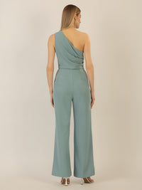 APART One-Shoulder Overall aus einer leicht strukturierten Ware | jade