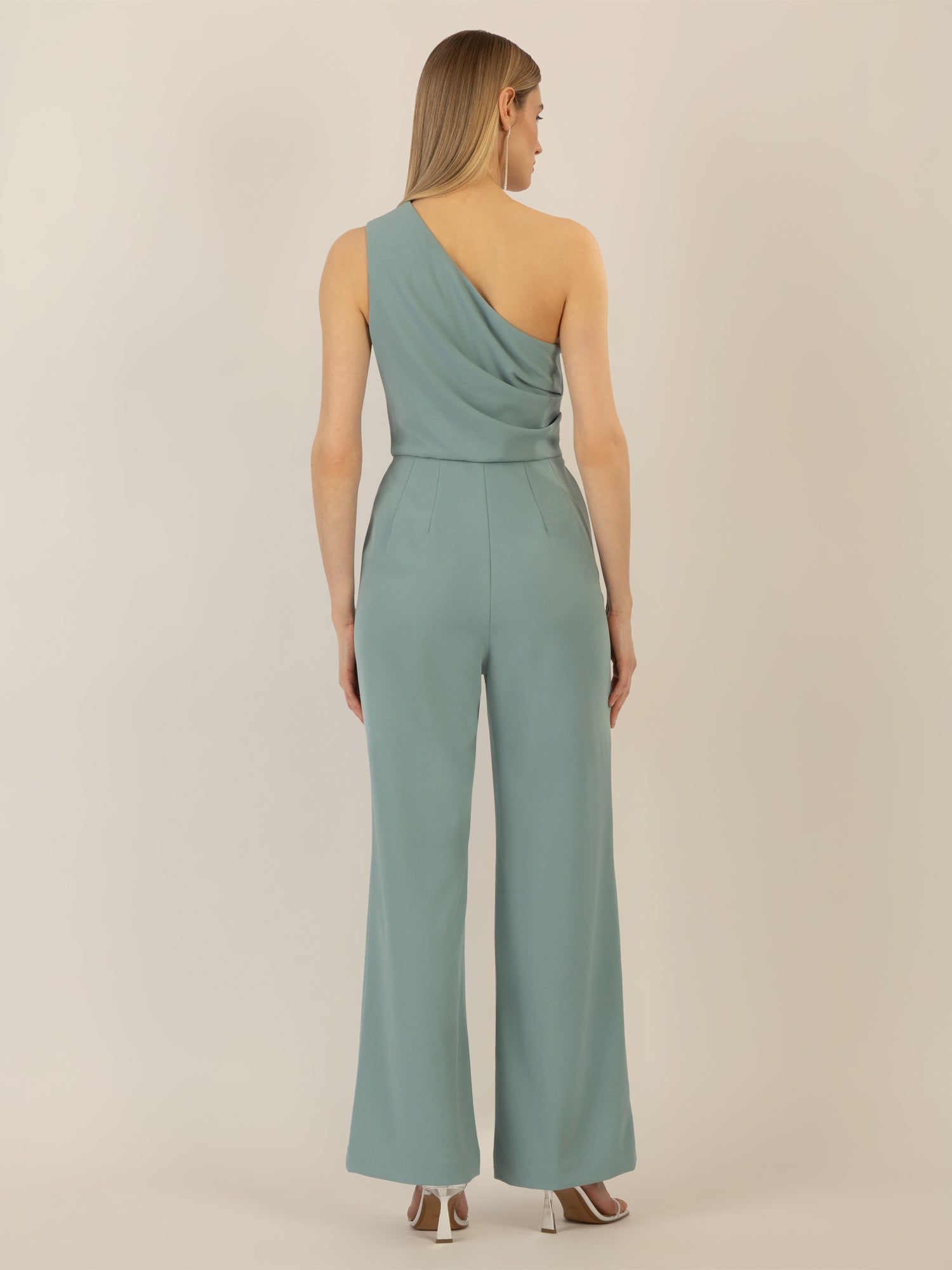 APART One-Shoulder Overall aus einer leicht strukturierten Ware | jade