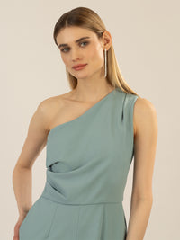 APART One-Shoulder Overall aus einer leicht strukturierten Ware | jade