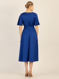 APART Midi-Satinkleid us mattschimmerndem Satin | royalblau