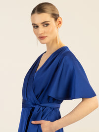 APART Midi-Satinkleid us mattschimmerndem Satin | royalblau