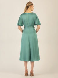 APART Midi-Satinkleid us mattschimmerndem Satin | jade