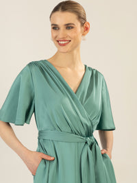 APART Midi-Satinkleid us mattschimmerndem Satin | jade