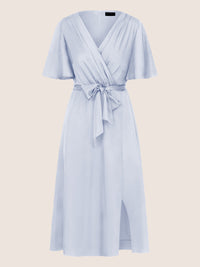 APART Midi-Satinkleid us mattschimmerndem Satin | hellblau