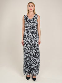 APART Chiffonoverall aus weichem Chiffon mit Allover-Print | schwarz-creme