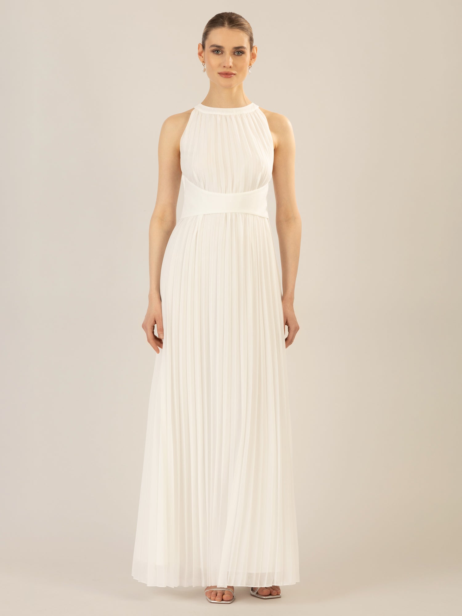 APART Chiffonkleid aus leicht körnigem, plissiertem Chiffon | creme