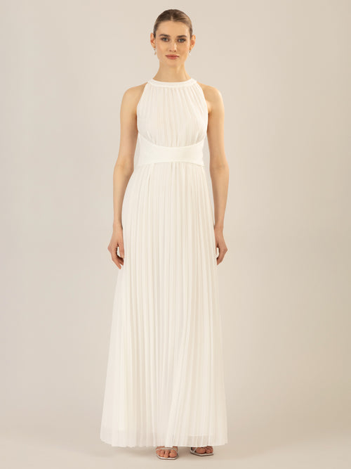 APART Chiffonkleid aus leicht körnigem, plissiertem Chiffon | creme image 1