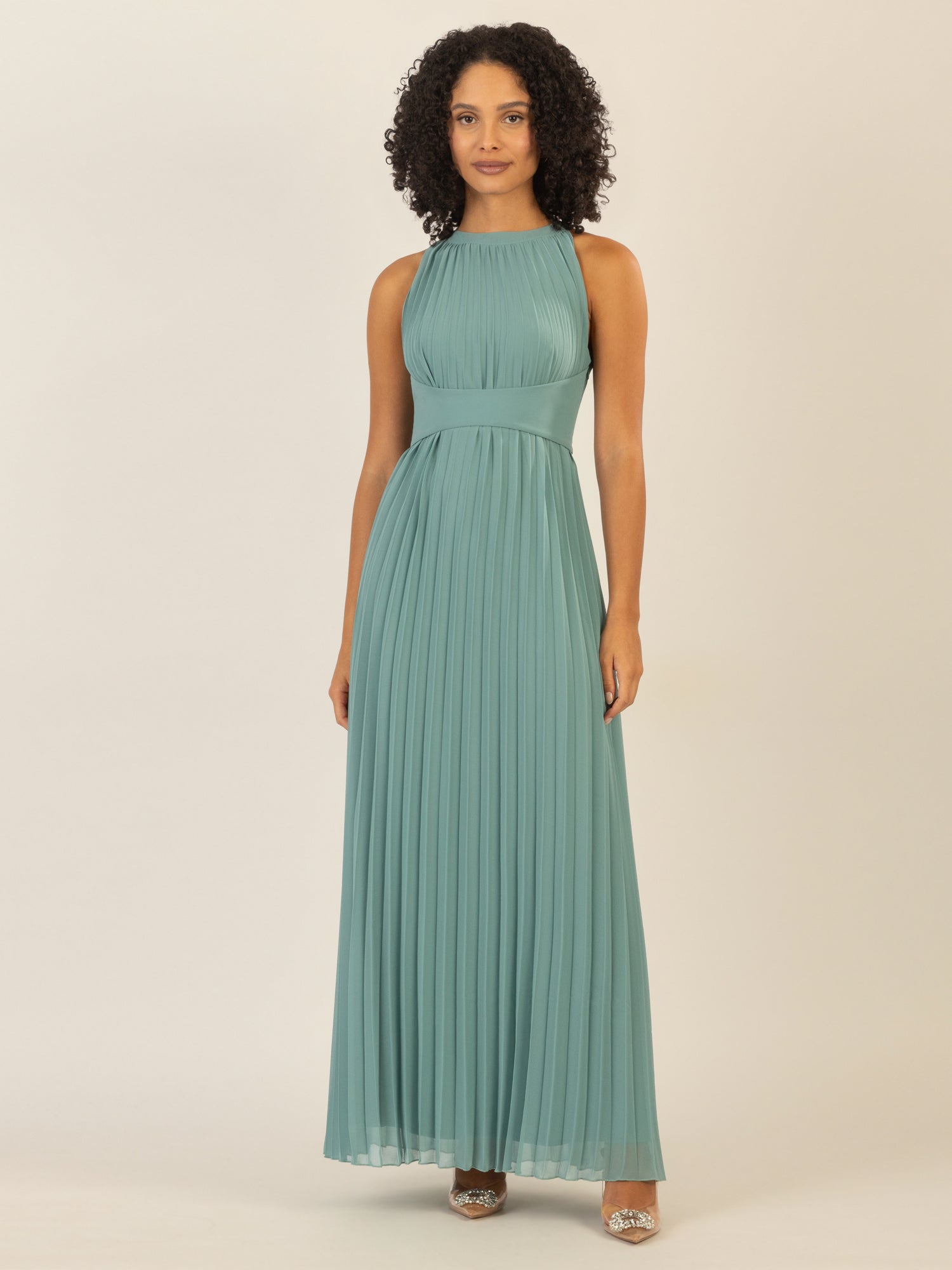 APART Chiffonkleid aus leicht körnigem, plissiertem Chiffon | jade