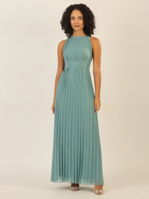 APART Chiffonkleid aus leicht körnigem, plissiertem Chiffon | jade image 1